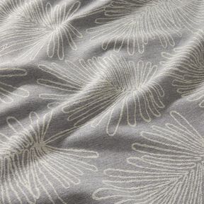 Tissu de décoration Jacquard Contours de feuilles – gris, 