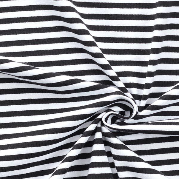 Jersey coton Rayures étroites – noir/blanc,  image number 3