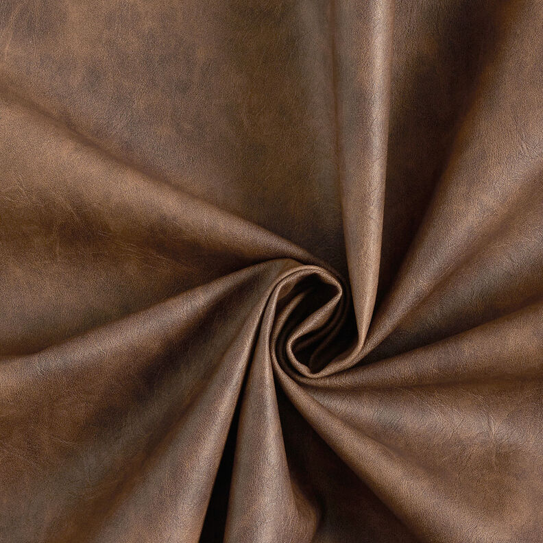 Simili cuir aspect vintage uni – marron moyen,  image number 1