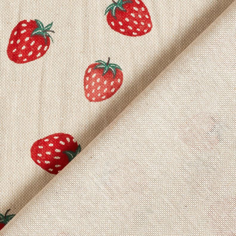 Tissu de décoration Semi-panama Petites fraises – rouge/nature,  image number 4