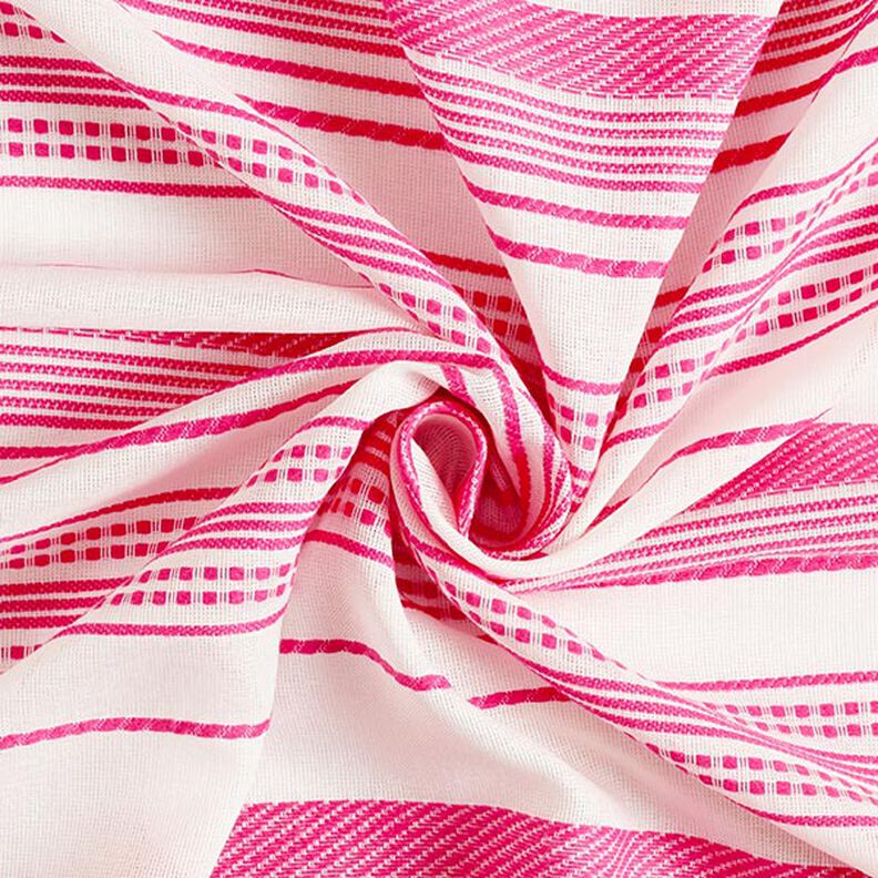 Tissu en coton rayures brodées – écru/rose vif,  image number 3