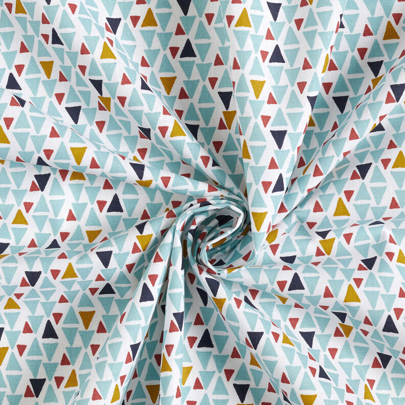Tissu en coton Cretonne mini-triangles – bleu aqua/blanc,  image number 3