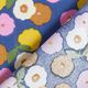 Tissu en coton Cretonne Fleurs rondes – jaune soleil/bleu,  thumbnail number 4