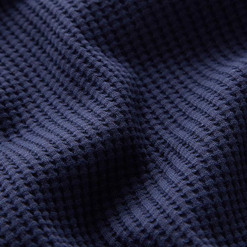 Jersey de coton gaufré uni – bleu marine,  image number 2