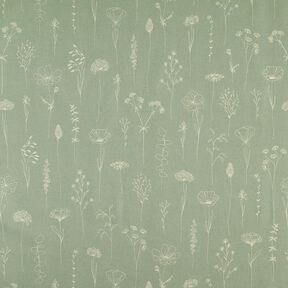 Tissu de décoration Semi-panama Fleurs délicates – roseau, 