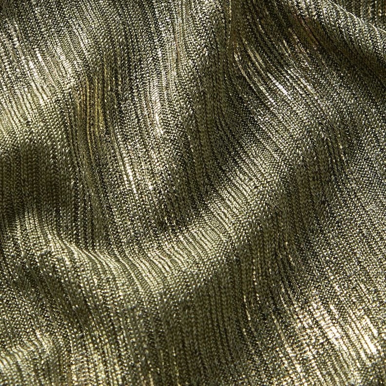 Tricot fin Zigzag doré – kaki/or métallisé,  image number 2