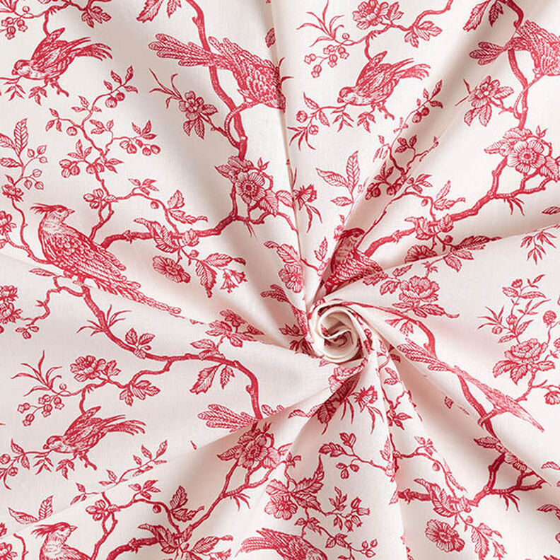 Tissu en coton Cretonne Oiseaux – rouge/écru,  image number 3