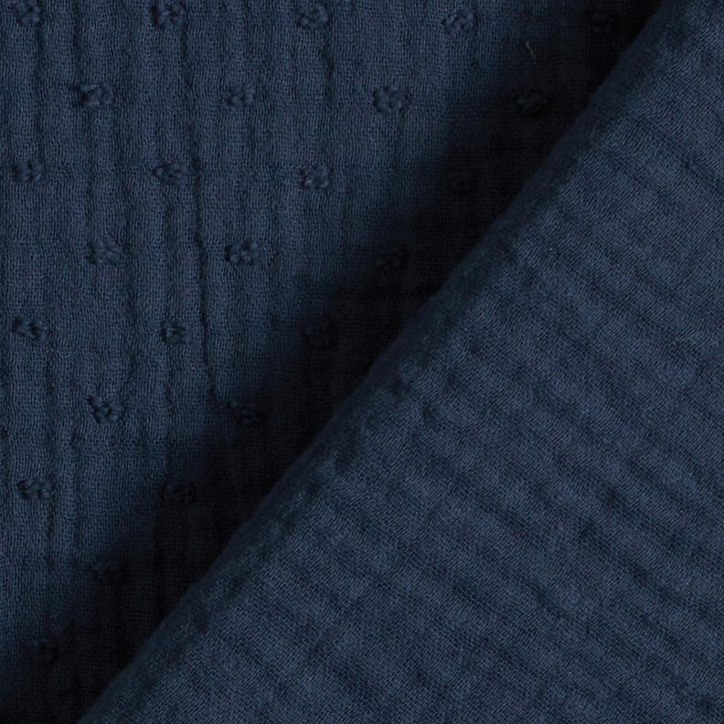 Tissu double gaze de coton dobby – bleu marine,  image number 4