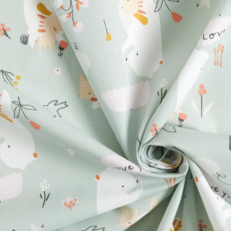 Tissu en coton Animaux avec parapluies – menthe clair,  image number 3