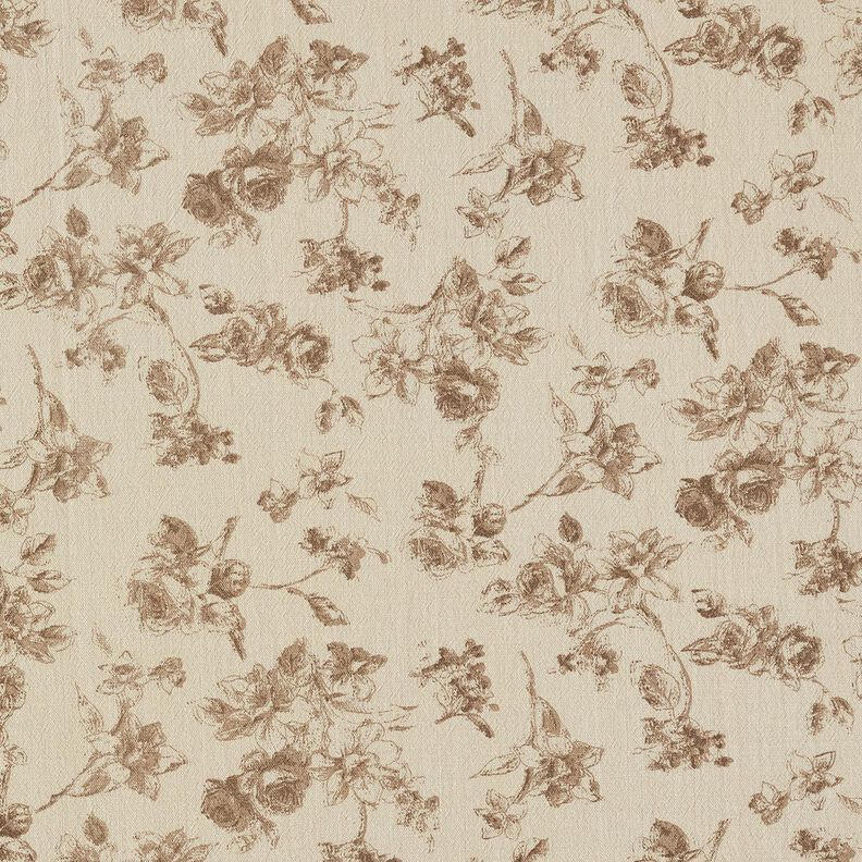 Tissu en coton roses anciennes – taupe clair/dune, image number 1