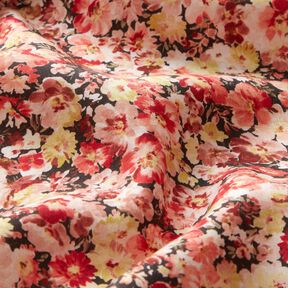 Tissu viscose Prairie fleurie – rouge/noir, 