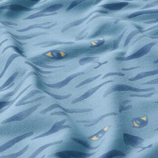 French Terry Sweat d’été Tigre caché | PETIT CITRON – bleu acier, 