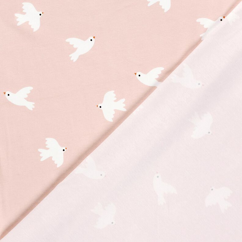 Jersey coton Grands oiseaux – rosé/blanc, image number 4