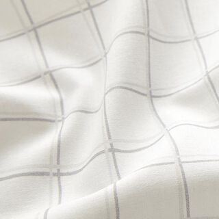Popeline coton carreaux irréguliers – blanc/gris clair, 
