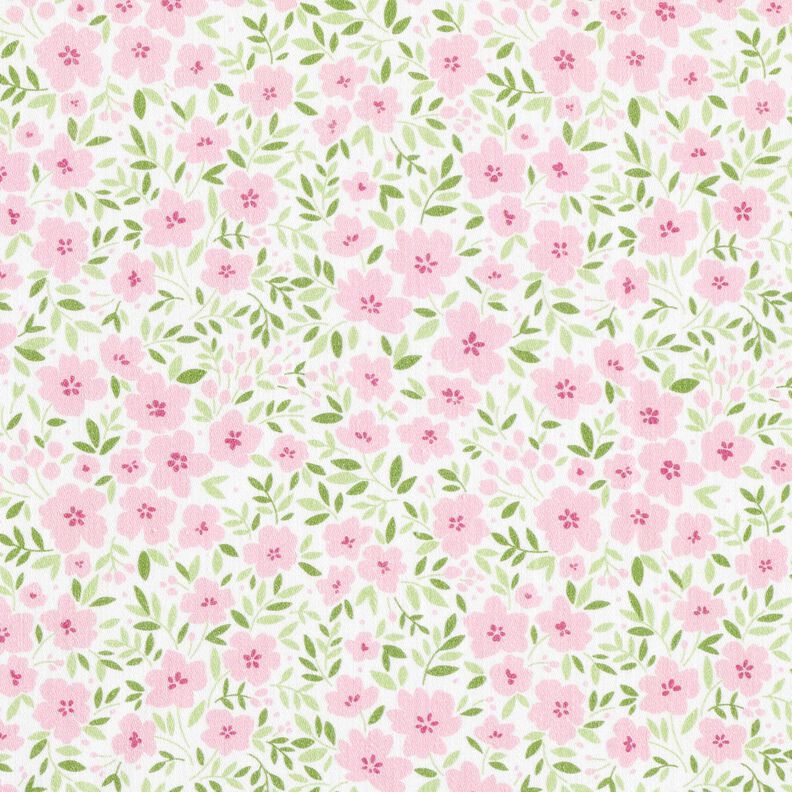 Tissu de décoration Satin de coton Mer de fleurs – rose clair/blanc,  image number 1