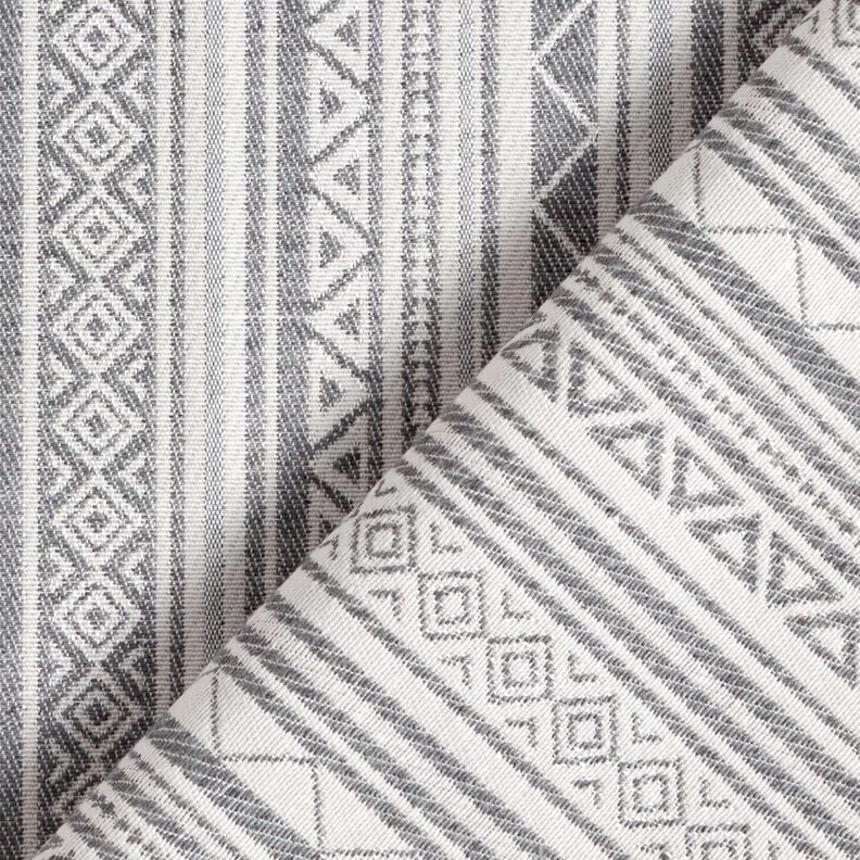 Tissu de d&eacute;coration Jacquard rayures ethniques &ndash; gris/&eacute;cru,  image number 4