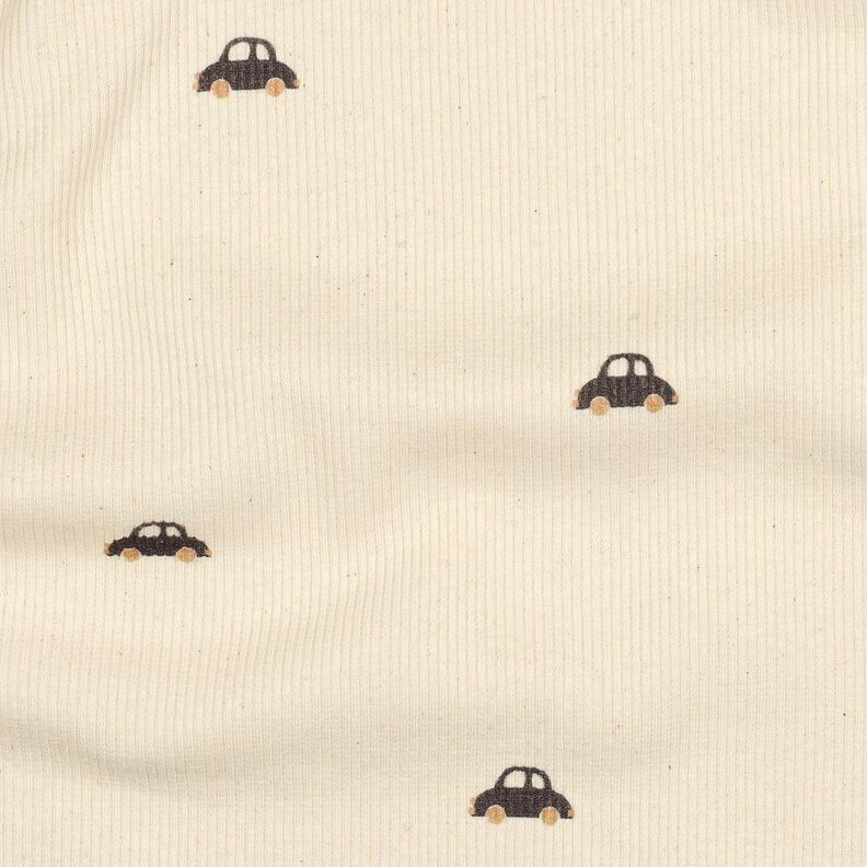 GOTS Jersey côtelé Petites voitures | Poppy Fabrics – crème/marron noir,  image number 2