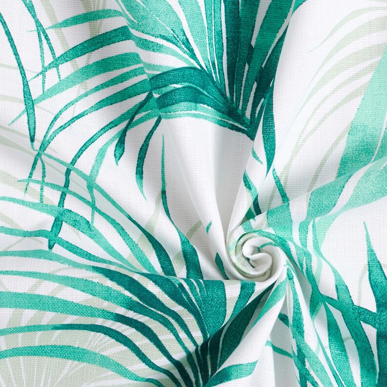 Tissu de décoration Panama Palmwedel – blanc/vert émeraude, image number 3