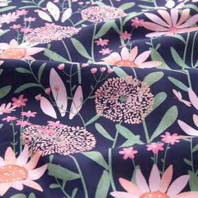 Popeline coton Grandes fleurs des champs Impression numérique | Poppy Fabrics – bleu nuit, 