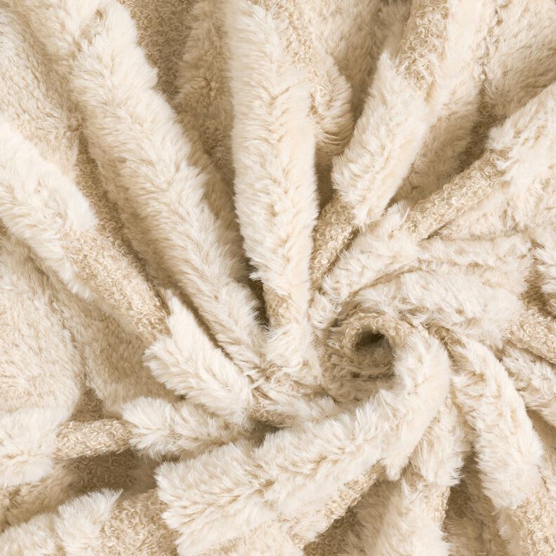 Fourrure synthétique Tissu bouclé Losanges – sable/nature,  image number 3