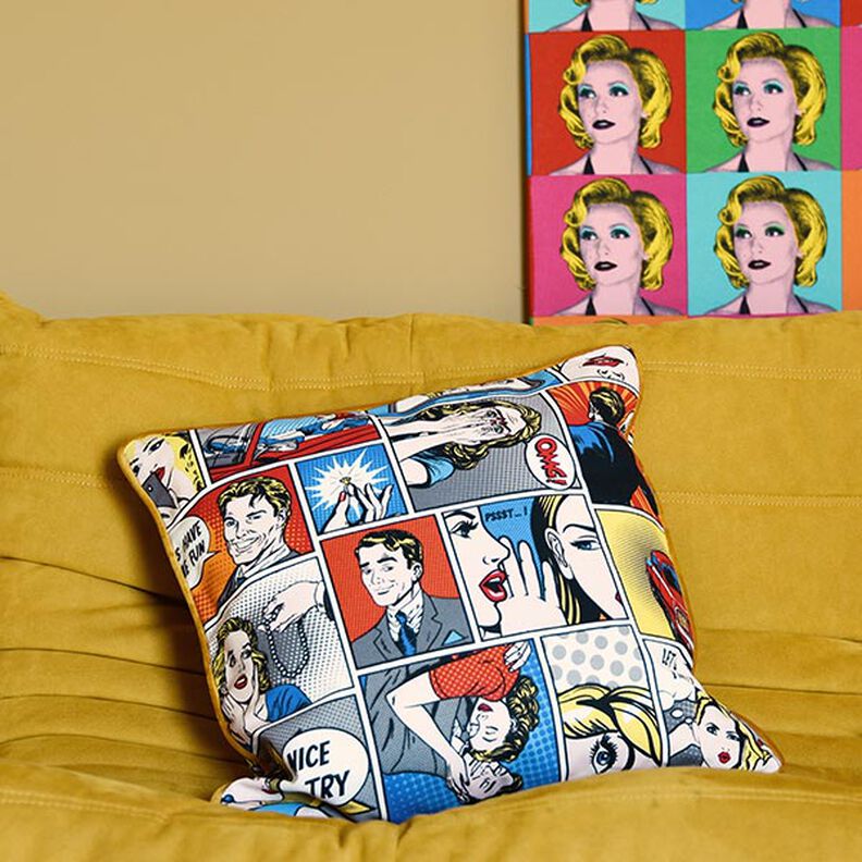 Tissu de décoration Semi-panama Comic Pop-Art – blanc,  image number 5