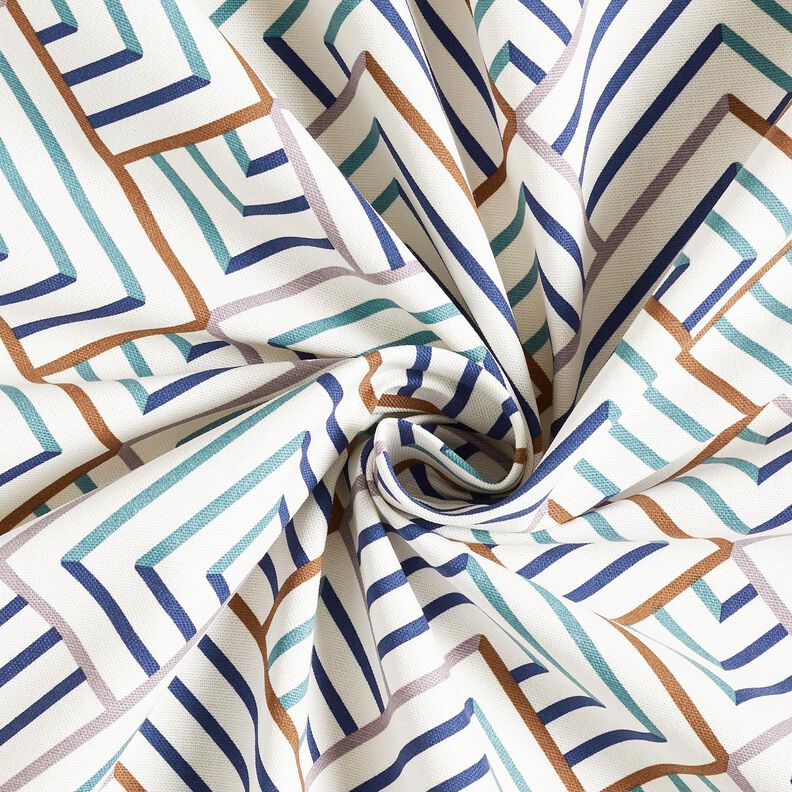 Tissu de décoration Semi-panama losanges modernes – blanc/bleu, image number 3