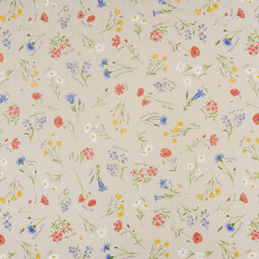 Tissu de décoration Semi-panama Fleurs alpines – nature/bleu, 