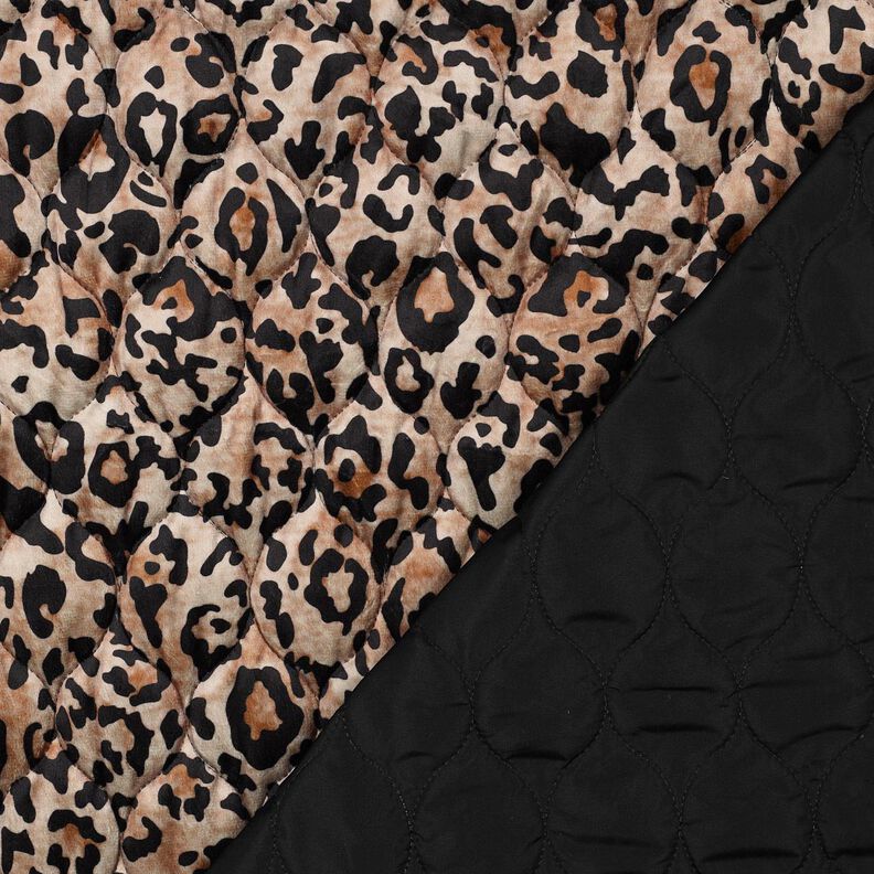 Tissu matelassé Impression numérique léopard – marron clair/noir, image number 4