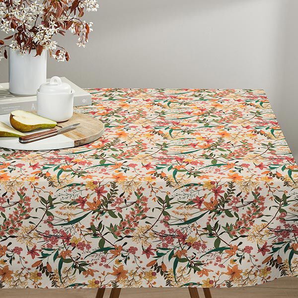 Tissu de décoration Semi-panama florale – abricot/nature,  image number 6