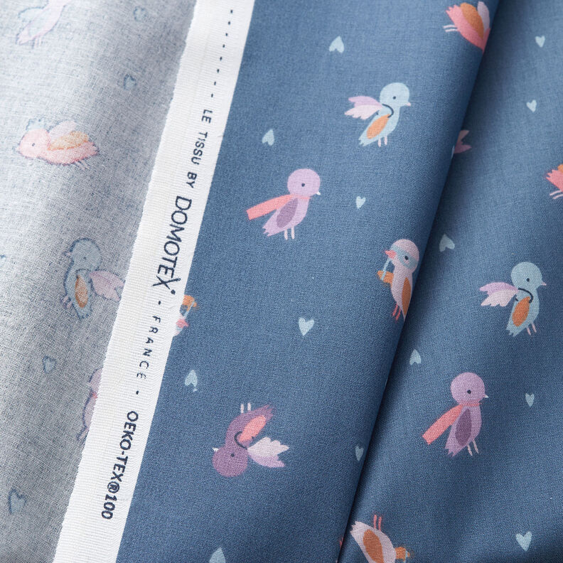 Popeline coton Bal masqué des oiseaux – gris bleu, image number 3