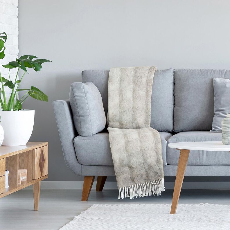 Fourrure synth&eacute;tique poils longs avec d&eacute;grad&eacute; de couleurs &ndash; argent,  image number 5