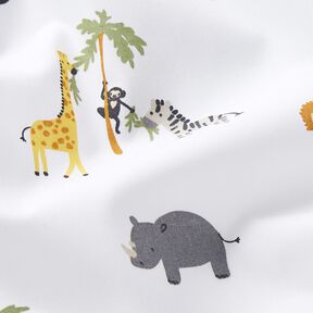 Popeline coton Animaux des steppes en action – blanc, 