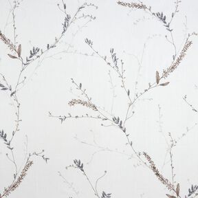Tissu pour voilages Voile Branches tendres – blanc/argent, 
