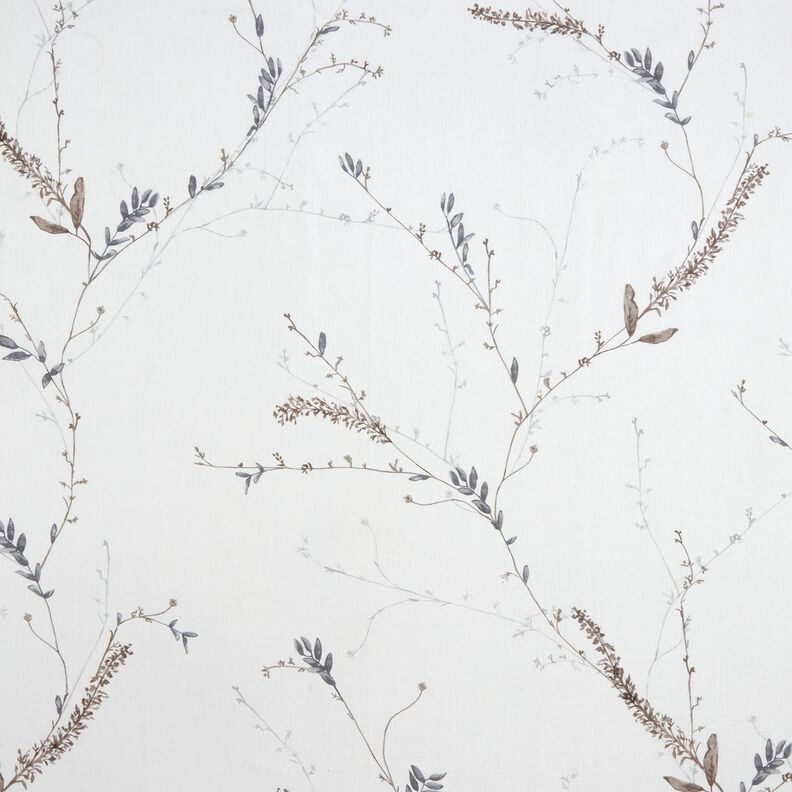 Tissu pour voilages Voile Branches tendres – blanc/argent, image number 1