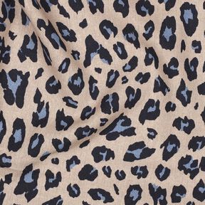 Mélange viscose lin Imprimé léopard | Poppy Fabrics – noix de cajou/bleu nuit, 