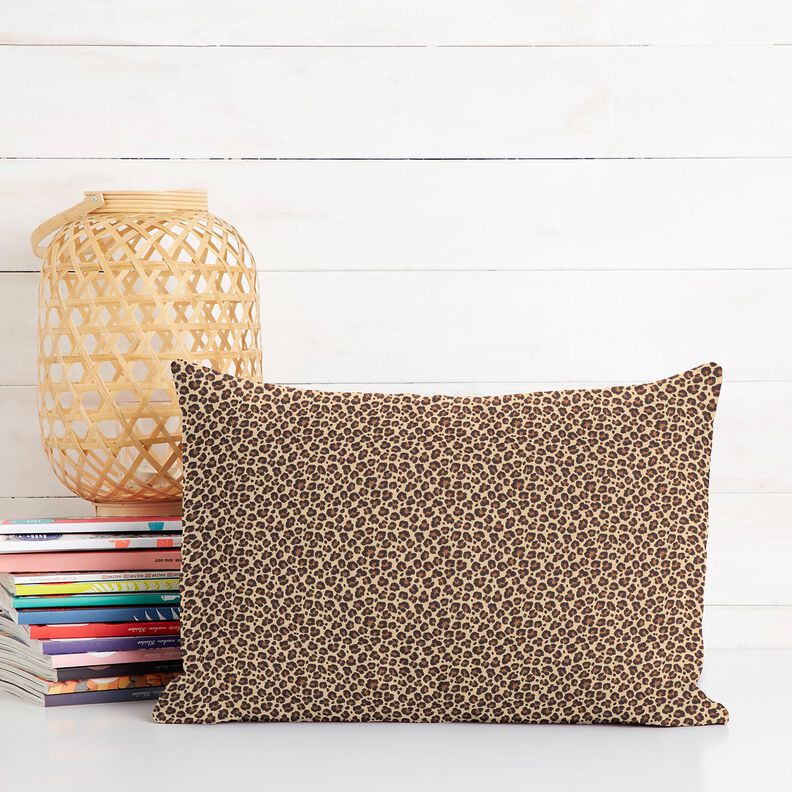 Tissu en coton Cretonne Petit imprimé léopard – beige/marron, image number 6