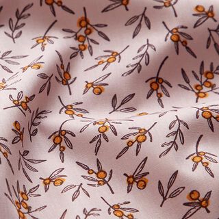 Popeline de coton branches de baies – rosé, 
