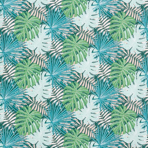 Cretonne de coton feuilles tropicales – vert, image number 1