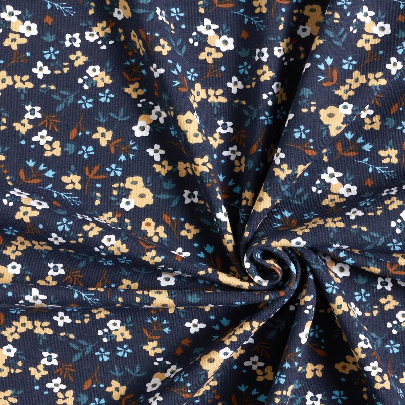 Jersey coton Mille-fleurs – bleu nuit,  image number 3