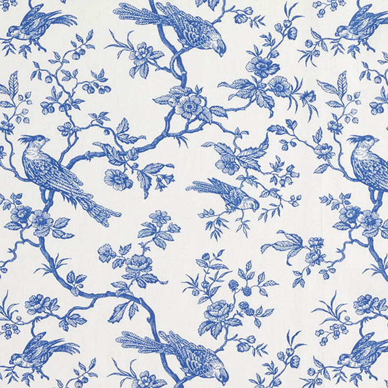 Tissu en coton Cretonne Oiseaux – bleu roi/écru,  image number 1