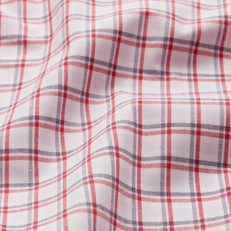 Tissu pour chemise à carreaux décalés – blanc/bleu marine, image number 2