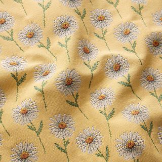 Tissu de décoration Gobelin marguerites – jaune clair | Reste 100cm, 