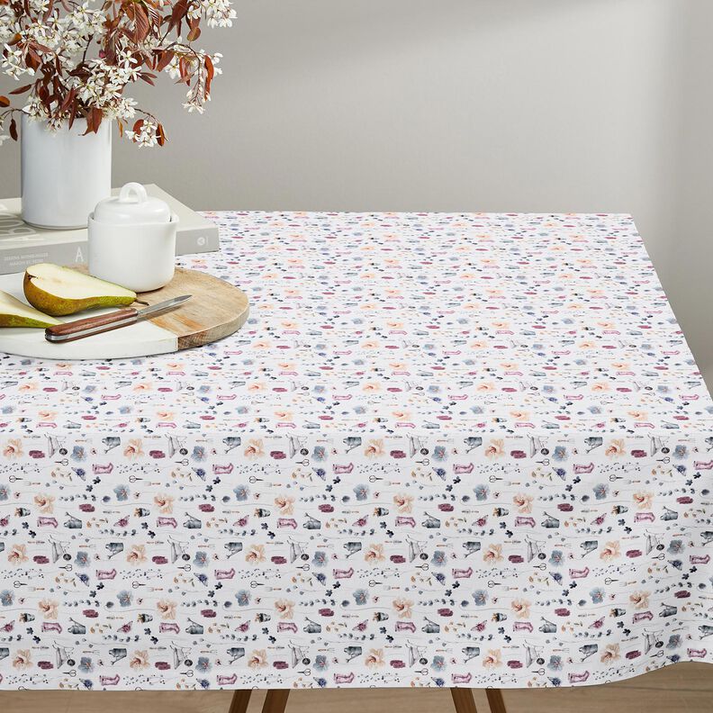 Tissu en coton Popeline Jardinage – blanc/gris bleu, image number 7