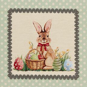 panneau décoratif Gobelin Joli lapin de Pâques – beige clair/menthe clair, 
