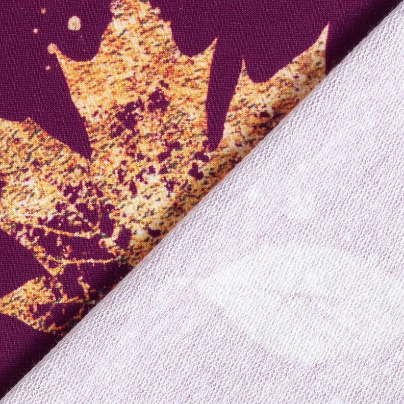 French Terry feuilles d'automne dorées | Glitzerpüppi – raisin/or, image number 4
