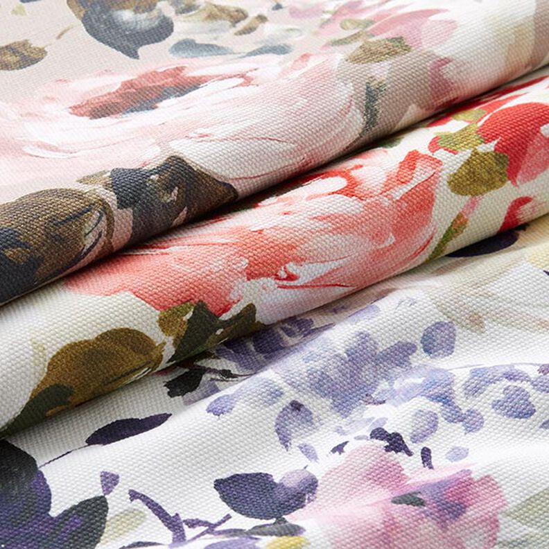 Tissu de décoration semi-panama Floris – beige/rose,  image number 4