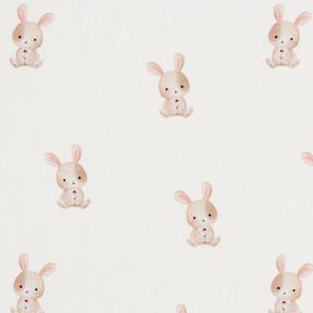 GOTS Jersey coton Lapin et fleur Impression numérique – ivoire, 