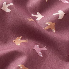 GOTS Popeline coton Petits oiseaux | by Poppy – raisin, 
