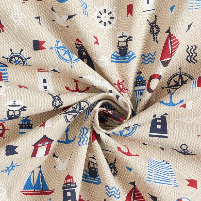 Tissu de décoration Semi-panama Classiques maritimes – nature/bleu marine, image number 3