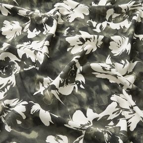 Tissu viscose roses sauvages à l'aquarelle – pin foncé/écru, 